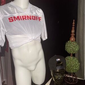 White Smirnoff Mesh Crop Top